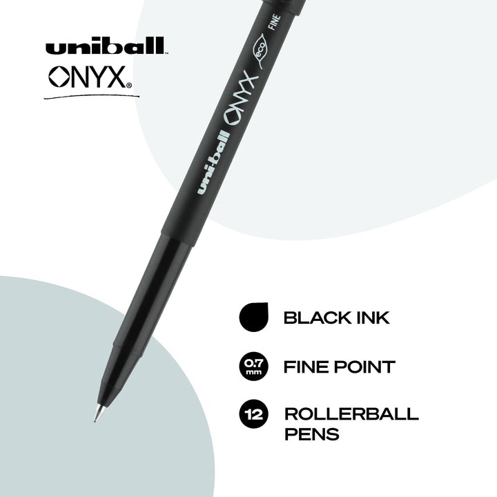 Uniball Onyx Rollerball Stick Pen 12 Pack, 0.7mm Fine Black Pens, Gel Ink Pens | Office Supplies, Pens, Ballpoint Pen, Colored Pens, Gel Pens, Fine Point, Smooth Writing Pens