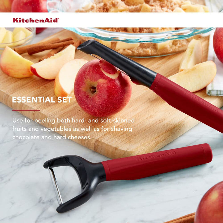 KitchenAid Universal Y and Euro Peeler Set, 8.7-Inch, Empire Red 2 Piece Peeler Set