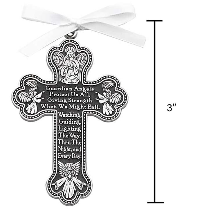 Cathedral Art Guardian Angel (Abbey & CA Gift) Cross Crib Medal for Jewelry Making (CM8) White