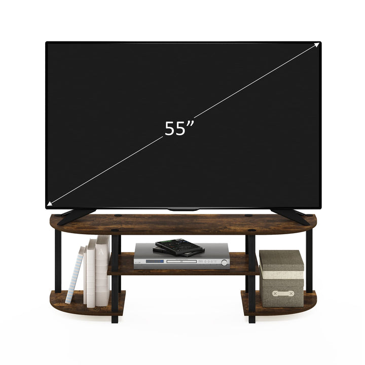 Furinno Turn-S-Tube Wide TV Entertainment Center, Sonoma Oak/White, 47. 25x13. 4x15. 9 4-Tiers with Round Corner