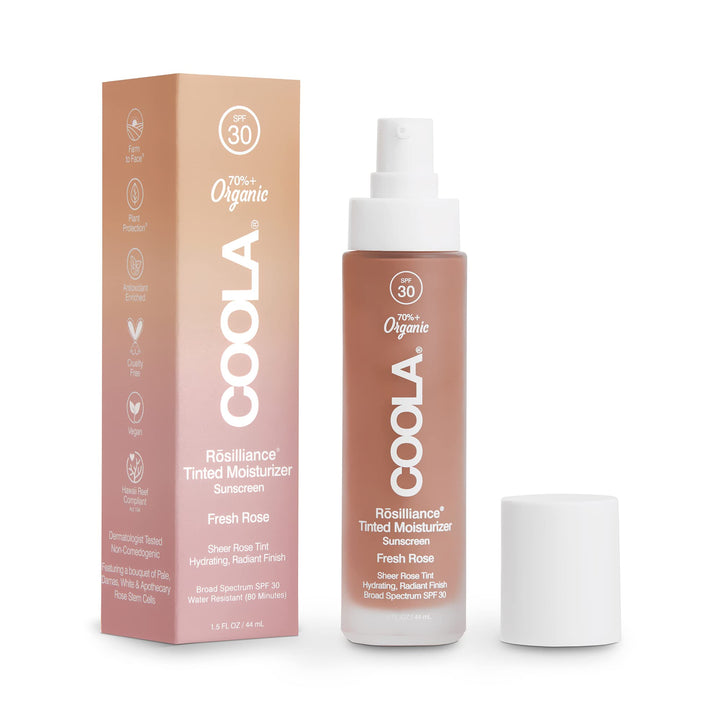 COOLA Organic Rosilliance BB Cream With SPF 30, Tinted Moisturizer Sunscreen & Foundation, Dermatologist Tested, 1.5 Fl Oz Fresh Rose