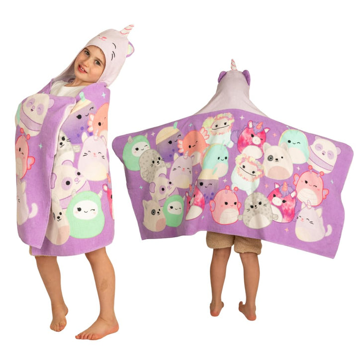 Franco Squishmallows Kids Super Soft Bath/Pool/Beach Soft Cotton Terry Hooded Towel Wrap, 24 in x 50 in, (Officially Licensed Product)