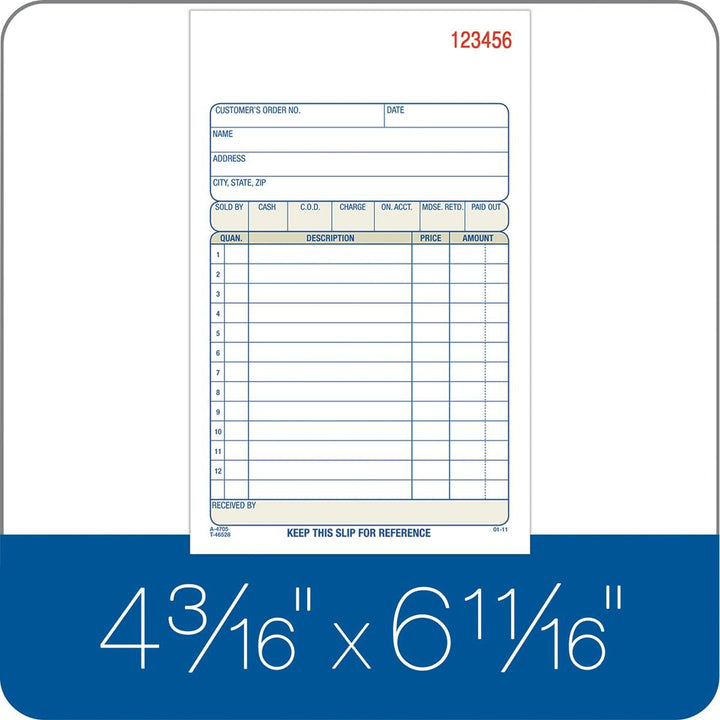 Adams Sales Order Book, 3-Part, Carbonless, 4-3/16" X 7-3/16" Inch, 50 Sets, White, Canary and Pink (TC4705) (Pack of 2)