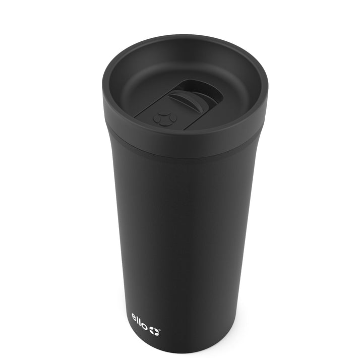 Ello Arabica 14oz Vacuum Insulated Stainless Steel Powder Coat Travel Mug with Leak-Proof Slider Lid, Keeps Hot for 5 Hours, Perfect for Coffee or Tea, BPA-Free Tumbler, Black