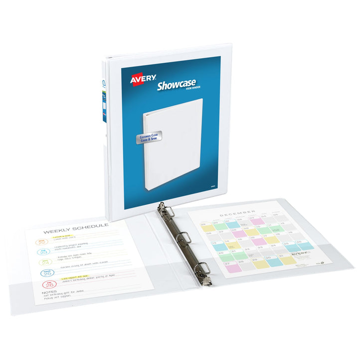 Avery Economy Showcase View 3 Ring Binder, 1/2 Inch Slant Rings, 1 White Binder (19551)