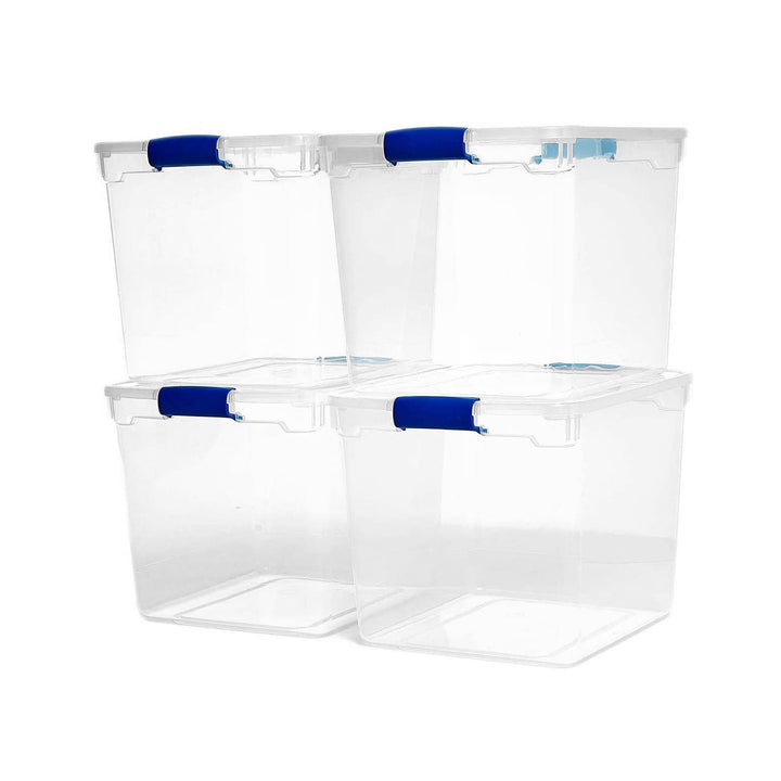 HOMZ 2 Pack Large Clear Plastic Storage Bins with Latching Lids, 112 Quart, Gray 112 QT (2 Pack)