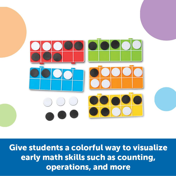 Learning Resources Rainbow Ten-Frames Classroom Set, 140 Pieces - Math Tools for Students Ages 5+, School Supplies and Teacher Resources, Classroom Supplies,Back to School Rainbow Ten Frame Set