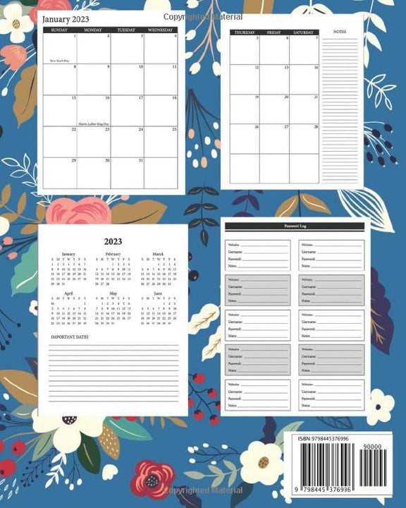 2023-2024 Monthly Planner: 2 Year Monthly Planner and Calendar Schedule Organizer with Blue Floral Cover (January 2023 to December 2024) (24 Months) ... Federal Holidays and Inspirational Quotes