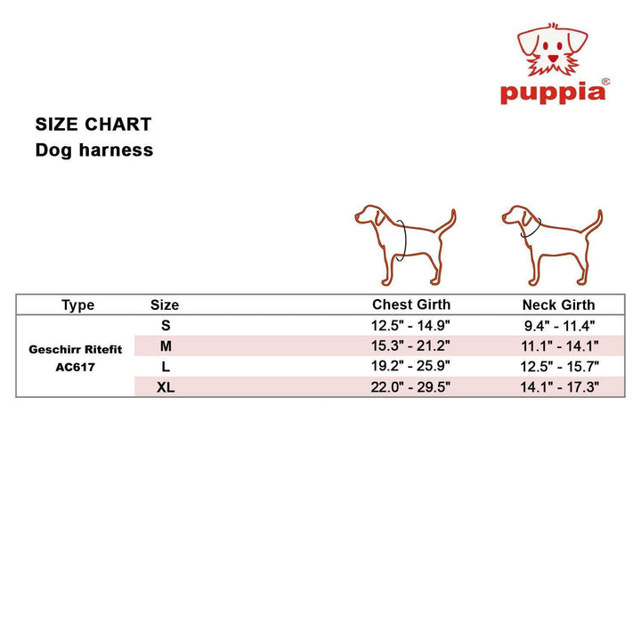 Authentic Puppia RiteFit Harness with Adjustable Neck, Red, Medium