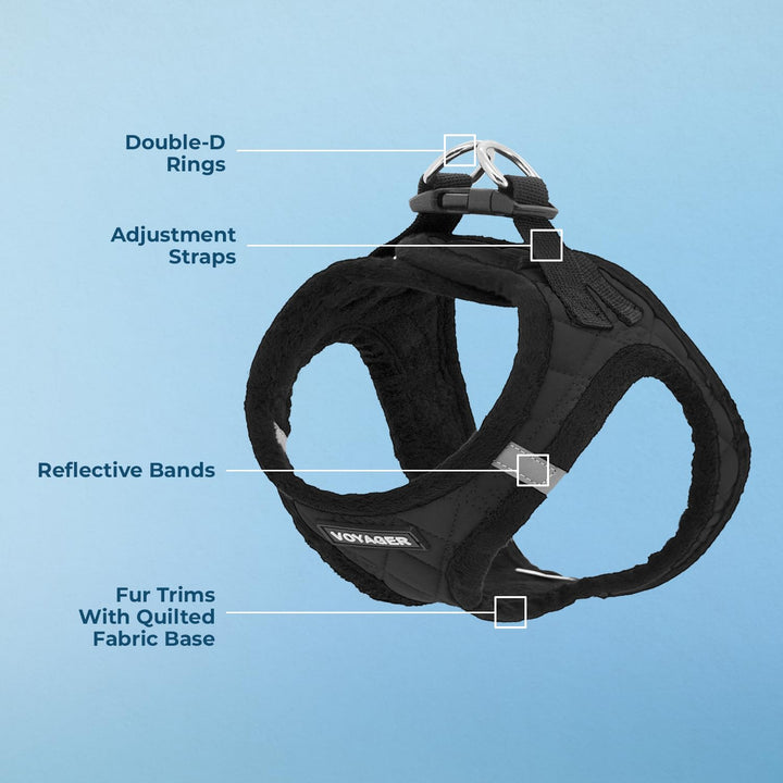 Voyager Step-In Plush Dog Harness – Soft Plush, Step In Vest Harness for Small and Medium Dogs by Best Pet Supplies - Harness (Black Plush), XS (Chest: 13 - 14.5") Harness (Black Plush) XS (Chest: 13 - 14.5")