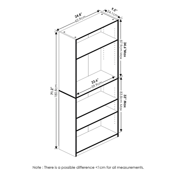 FURINNO JAYA Simple Home 3-Tier Adjustable Shelf Bookcase, Pink