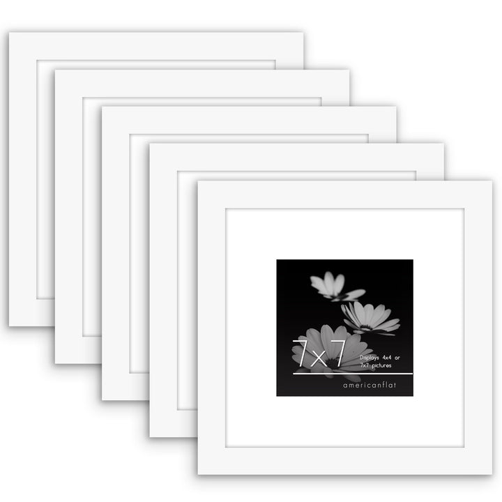 Americanflat 12x16 Picture Frame with Polished Plexiglass - Set of 5 - Use as 8.5x11 Frame with Mat or 12x16 Frame Without Mat - Galleria Collection - Gallery Wall Frame Set for Wall Display - White