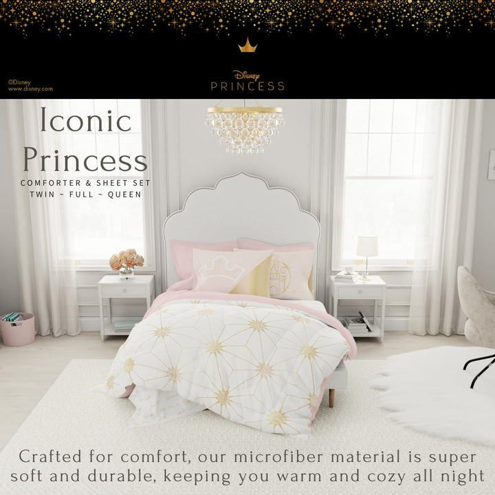 Franco Collectibles Disney Princess Bedding Super Soft & Cozy Comforter and Sheet Set, Full, (100% Official Licensed Product) Pink - Disney Princess Adult 5 Piece Full Size