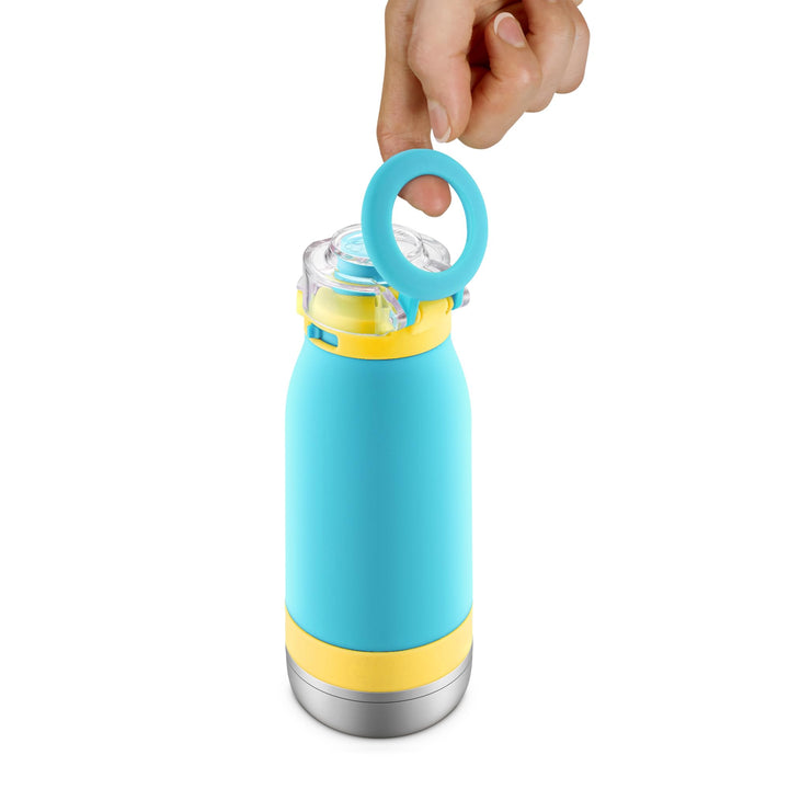 Ello Emma 14oz Vacuum Insulated Stainless Steel Kids Water Bottle with Straw and Built-in Carrying Handle and Leak-Proof Locking Lid for School Backpack, Lunchbox and Outdoor Sports Sky