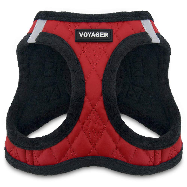 Voyager Step-In Plush Dog Harness – Soft Plush, Step In Vest Harness for Small and Medium Dogs by Best Pet Supplies - Harness (Red Faux Leather), XL (Chest: 20.5 - 23") Harness (Red Faux Leather) XL (Chest: 20.5 - 23")