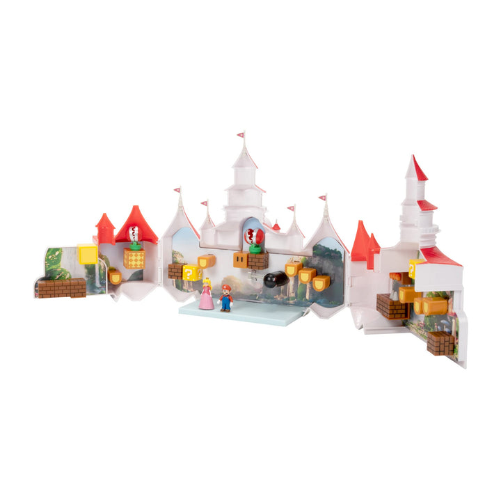 THE SUPER MARIO BROS. MOVIE – Mushroom Kingdom Castle Playset with Mini 1.25” Mario and Princess Peach Figures Peach Castle Deluxe Playset