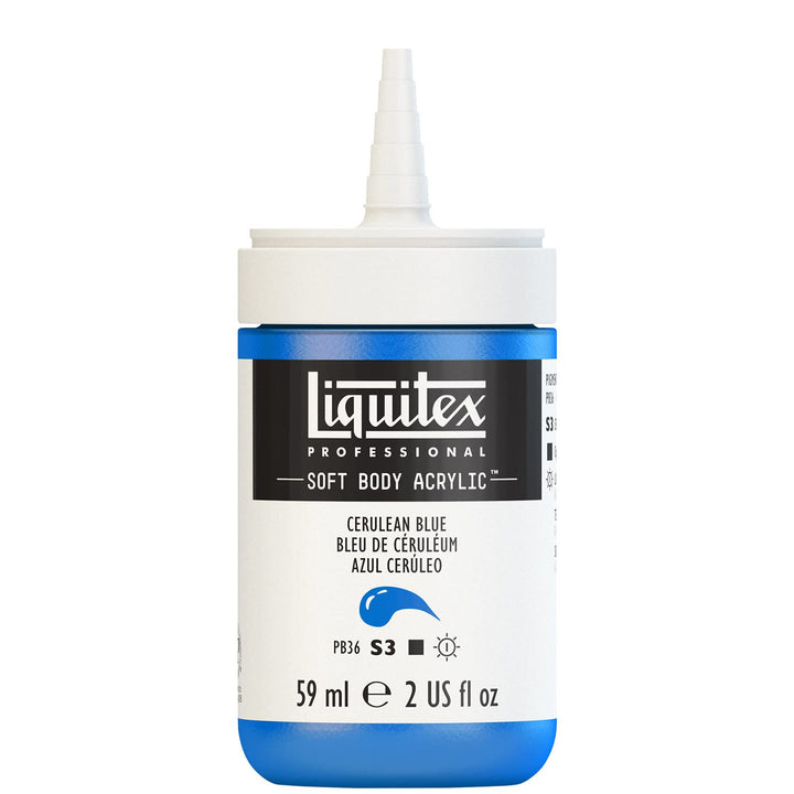 Liquitex Professional Soft Body Acrylic Paint, 59ml (2-oz) Bottle, Cerulean Blue 2-oz Bottle