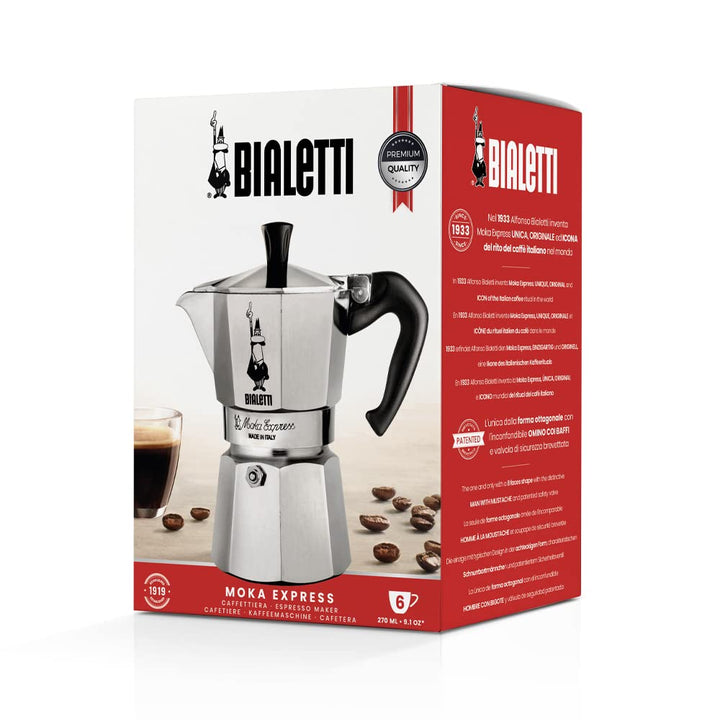 Bialetti - Moka Express: Iconic Stovetop Espresso Maker, Makes Real Italian Coffee, Moka Pot 3 Cups (4.3 Oz - 130 Ml), Aluminium, Silver 3-Cup