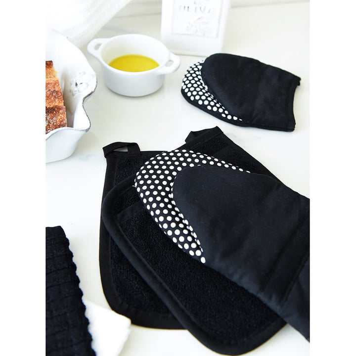 100% Cotton Terry Pot Holders For Kitchen, 2-Pack, 8.5"x8.25" Black RITZ Royale Pot Holder -- 2 pk