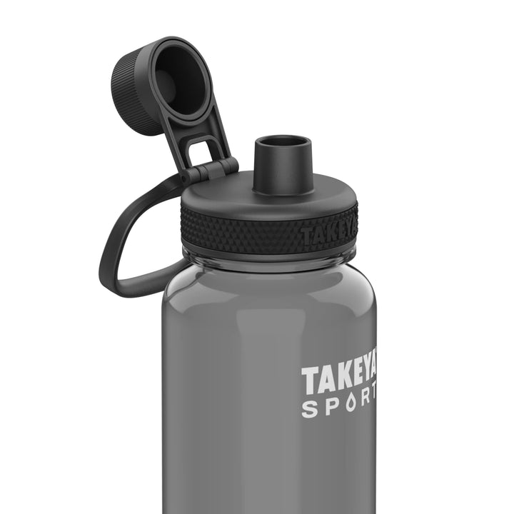 Takeya Sport 24 oz Tritan Plastic Water Bottle with Spout Lid, Premium Quality, BPA Free, Grand Slam Black