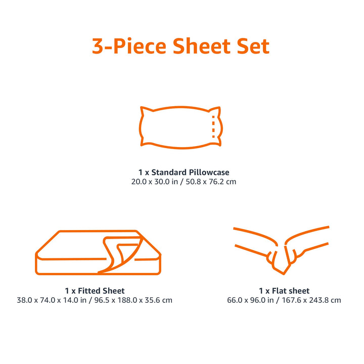 Basics Lightweight Super Soft Easy Care Microfiber 3 Piece Sheet Set with 14" Deep Pockets, Twin, Gray Arrows, Printed