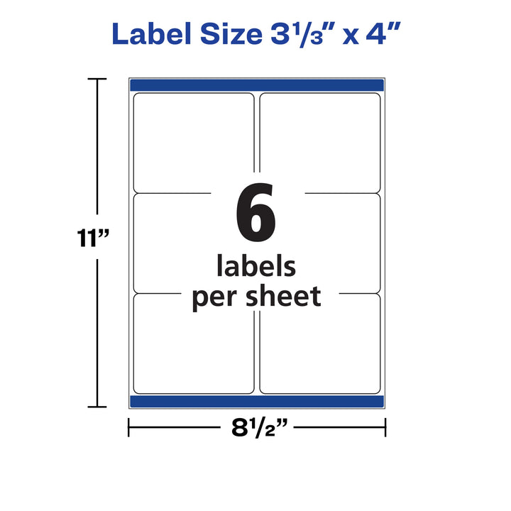 Avery Waterproof Printable Shipping Labels with Sure Feed, 3-1/3" x 4", White, 300 Blank Mailing Labels (5524) 1 Pack