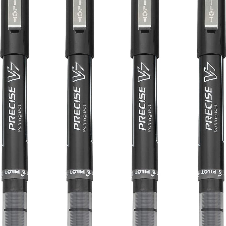 Pilot, Precise V7, Capped Liquid Ink Rolling Ball Pens, Fine Point 0.7 mm, Black, Pack of 4. V7 Stick