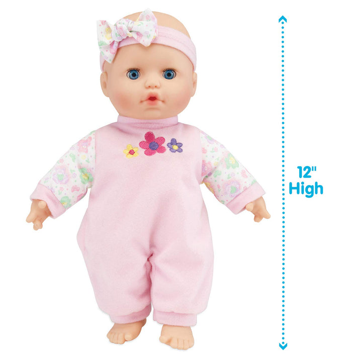 Kidoozie Sweetie Doll - Soft-Bodied 12 Inch Doll with Open and Close Eyes for Ages 12 Months and Up - Perfect for Encouraging Emotional Development and Imaginative Play!