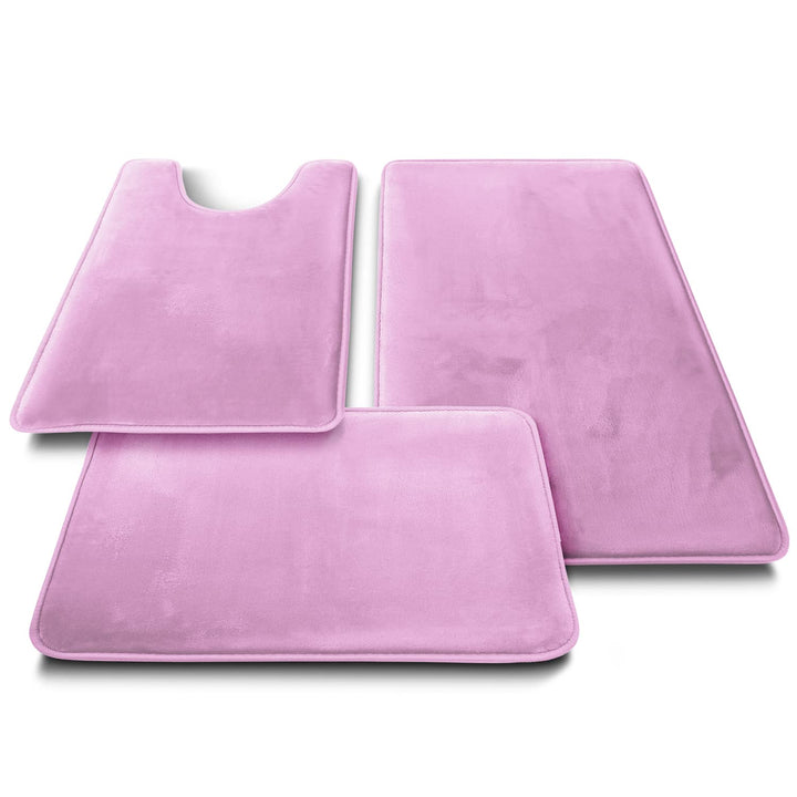 Clara Clark 3 Piece Bathroom Rugs Bath Mat Set, Velvet Memory Foam Bath Mats for Bathroom - Non-Slip, PVC Backing Bath Rugs, Washable Bathroom Rug Mats - Dries Quickly, Lavender Bathroom Rug Set Solid 3 Piece Set Lavender Dream