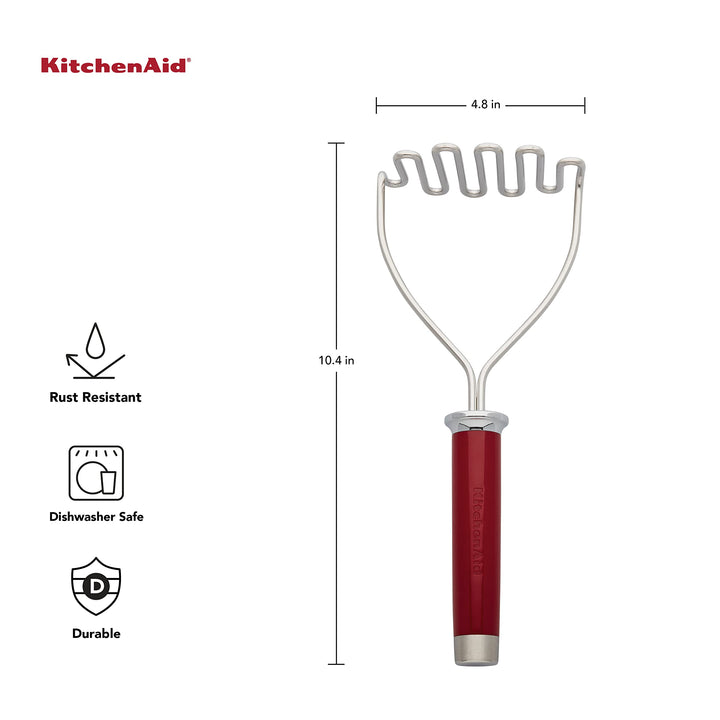 KitchenAid Gourmet Stainless Steel Wire Masher, 10.24-Inch, Empire Red Matte Red