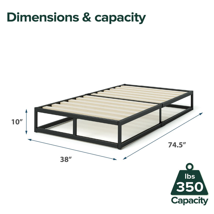 ZINUS Joseph 18 Inch Platform Bed Frame, Wood Slat Support, No Box Spring Needed, Eco Friendly WonderBox(TM) Packaging, Easy Assembly, Black, Queen 18 Inch Bed Frame New Small Box