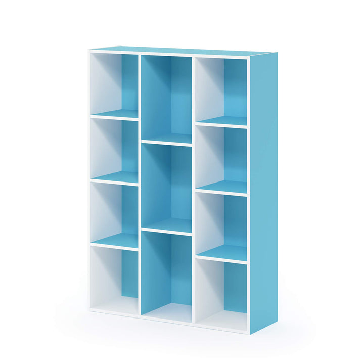 Furinno Pasir 3-Tier Open Shelf Bookcase, White/Green 11003WH/GR 3-Tier Cube