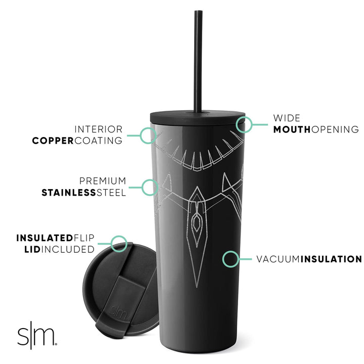 Simple Modern Marvel Insulated Tumbler Cup with Flip Lid and Straw Lid | Gifts for Women Men Reusable Stainless Steel Water Bottle Travel Mug | Classic Collection | 24oz Black Panther Claw 24oz Tumbler Marvel: Black Panther Claw