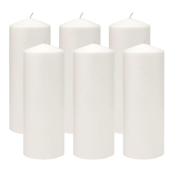 Stonebriar 80 Hour Long Burning White Unscented Pillar Candles, 3x8, White, 6 Count 3" x 8" 6.0