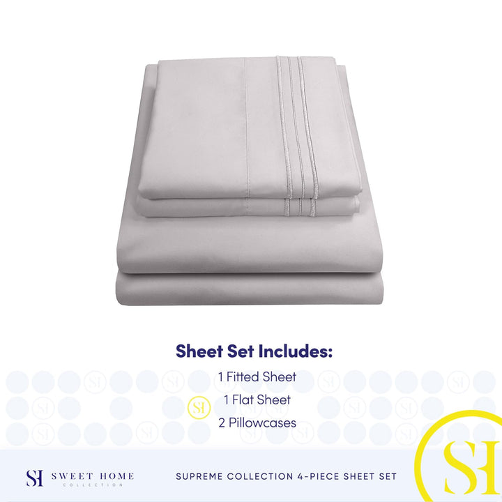 Full Size Sheet Sets - Breathable Luxury Sheets with Full Elastic & Secure Corner Straps Built In - 1800 Supreme Collection Extra Soft Deep Pocket Bedding Set, Sheet Set, Full, Taupe