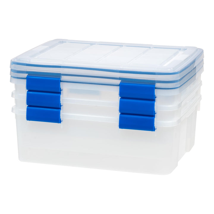 IRIS USA 54 Quart Stackable Plastic Storage Bins with Lids and Latching Buckles, 6 Pack - Pearl, Containers with Lids and Latches, Durable Nestable Closet, Garage, Totes, Tubs Boxes Organizing Latching Lid 54 Qt. - 6 Pack