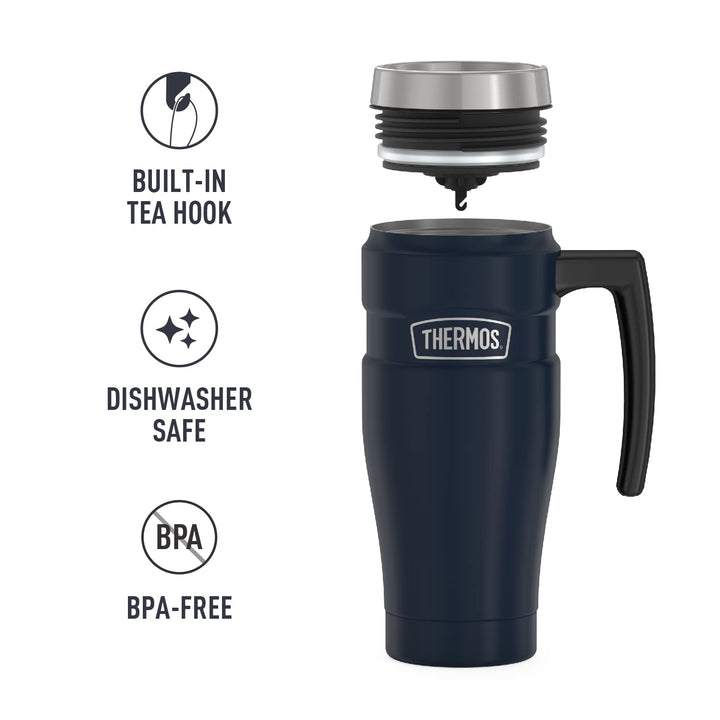 THERMOS Stainless King Vacuum-Insulated Travel Mug, 16 Ounce, Midnight Blue