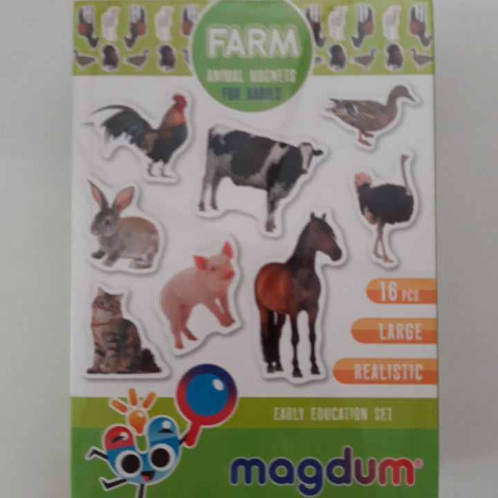 16 Fridge Magnets for Toddlers Magdum - Farm Photo Kids Magnets for Fridge - Toddler Magnets for Refrigerator - Magnetic Animals - Fridge Magnets for Kids - Animal Magnets - Toddler Fridge Magnets