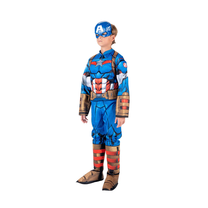 Marvel Captain America Official Youth Halloween Costume - Premium Quality Padded Jumpsuit with Plastic Mask Medium