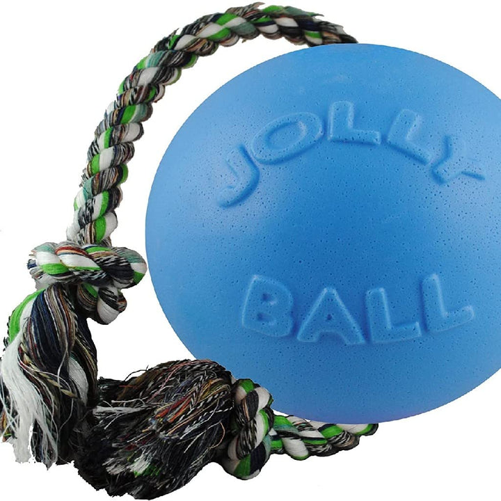 Jolly Pets Romp-n-Roll Rope and Ball Dog Toy, 6 Inches/Medium, Blueberry, Model Number: 606 BB, All Breed Sizes