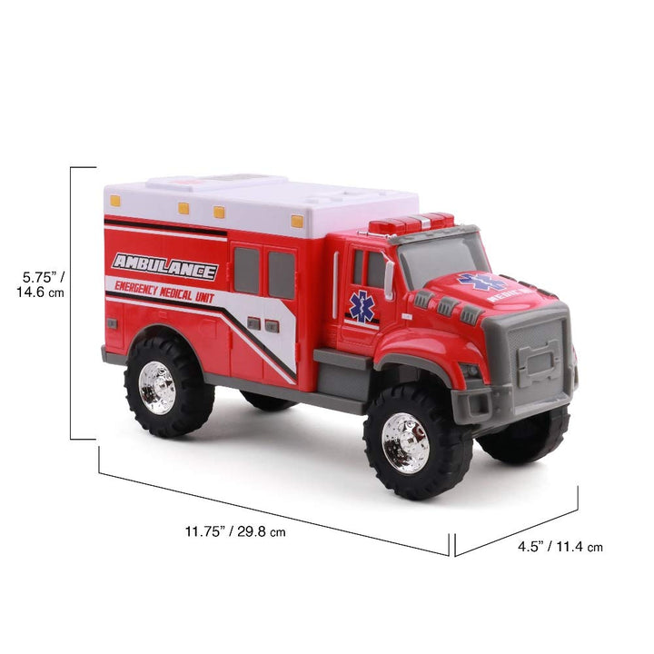 Mighty Fleet Rescue Force Tough Cab Ambulance Toy w/Lights & Sounds, Realistic Design for Rugged Play, Ages 3+, Durable Plastic Construction