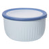 Oggi Prep, Store & Serve Plastic Bowl w/See-Thru Lid- Dishwasher, Microwave & Freezer Safe, (4 qt) Blue w/Dk Blue Lid 4 Quart Serve Bowl