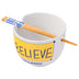 Silver Buffalo Ted Lasso Believe Ceramic Ramen Bowl with Chopsticks, 20 Ounces, White/Multi Cartoon
