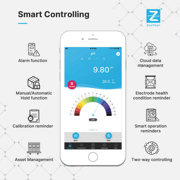 Apera Instruments PH60Z-WW Smart Handheld pH Meter Tester Kit with LabSen 335 ATC pH Electrode for Lab-Grade pH Measurement in Wastewater, Suspensions, Emulsions and Dirty Liquids