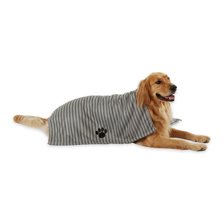 Bone Dry Pet Grooming Towel Collection Absorbent Microfiber X-Large, 41x23.5", Striped Gray
