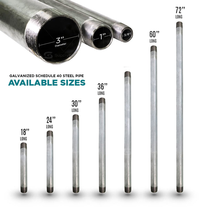 1-1/2 Inch Galvanized Pipe, One And Half Inch Malleable Steel Pipes Fitting Build DIY Vintage Furniture, 1-1/2" x 48" (Pack Of 5) 1-1/2 inch x 48 inch Pack Of 5