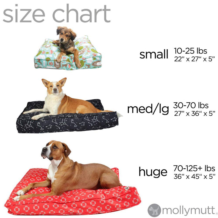 Molly Mutt Small Dog Bed Cover - Daysleeper Print - Measures 22x27x5 - 100% Cotton - Durable - Breathable - Sustainable - Machine Washable Dog Bed Cover
