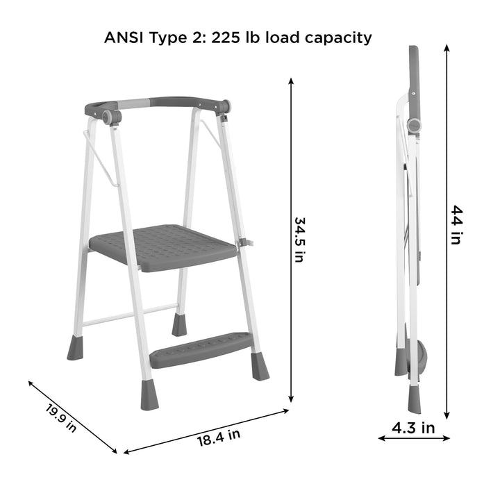 COSCO 2-Step Kitchen Stepper™ Adult Folding Step Stool, Kids Folding "Helper" (Steel/Resin) Green