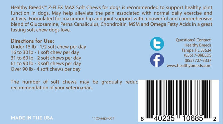 Healthy Breeds English Springer Spaniel Z-Flex Max Hip and Joint Soft Chews 50 Count