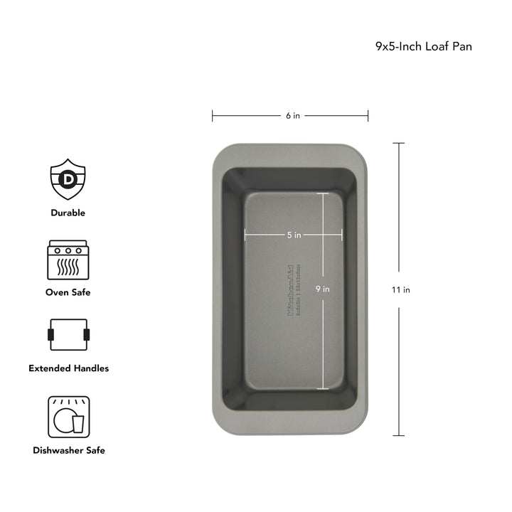 KitchenAid Nonstick Aluminized Steel Loaf Pan,Contour Silver Contour Silver 9x5in